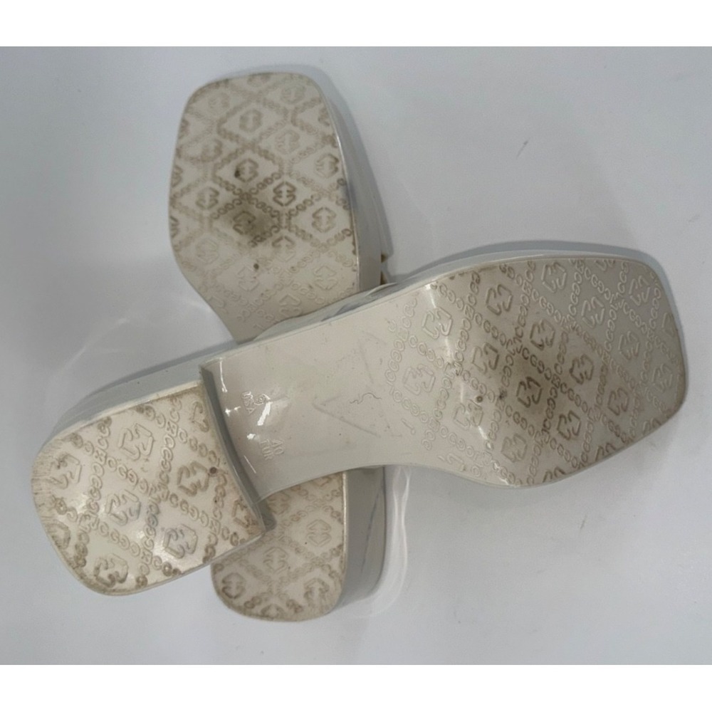 Jeffrey Campbell Bubblegum White Patent Platform Mules Y2K 90s Chunky Heels W 9 - Picture 10 of 13